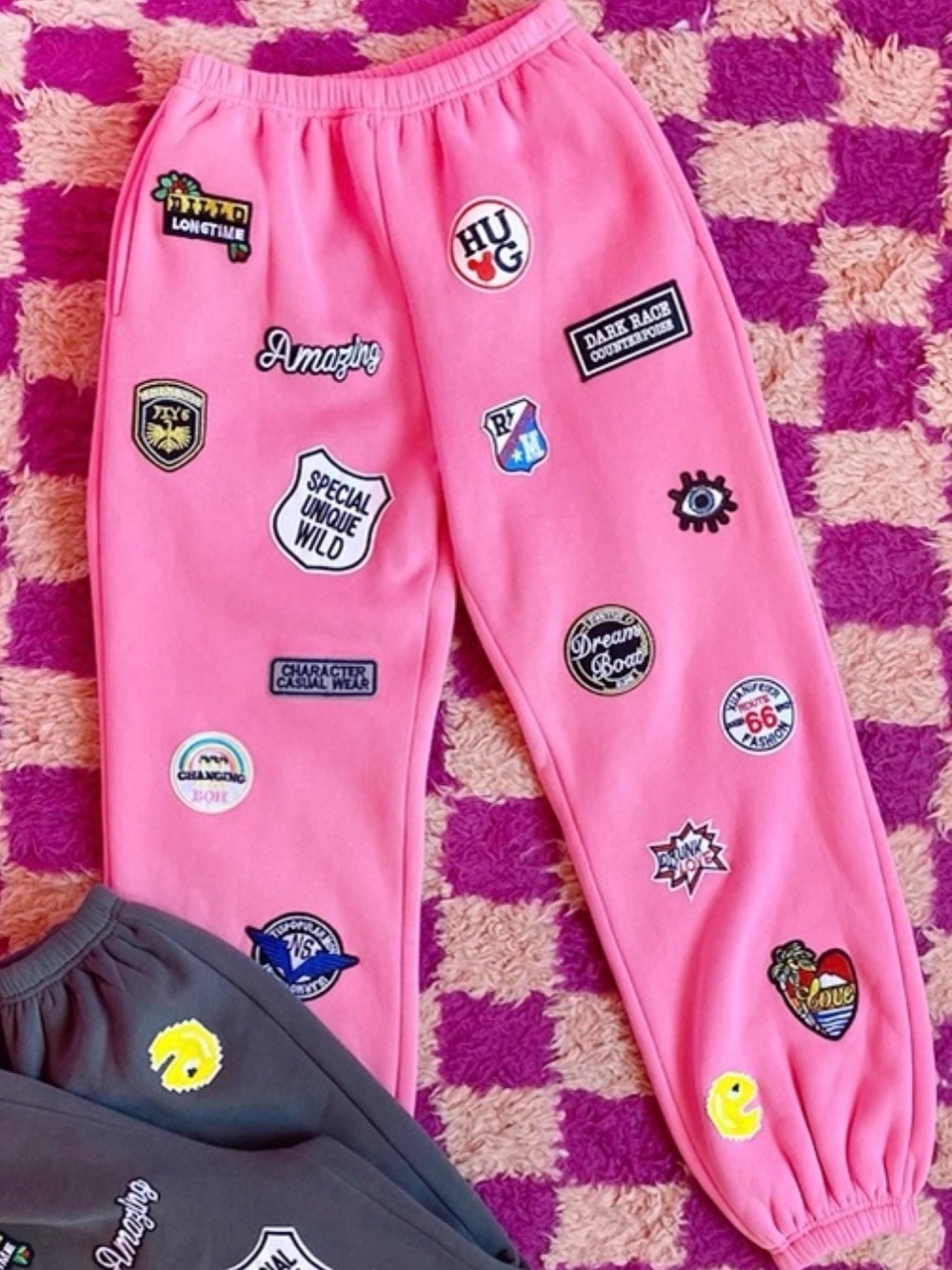 JADE BY JANE MULTI PATCH JOGGERS, PINK, XL